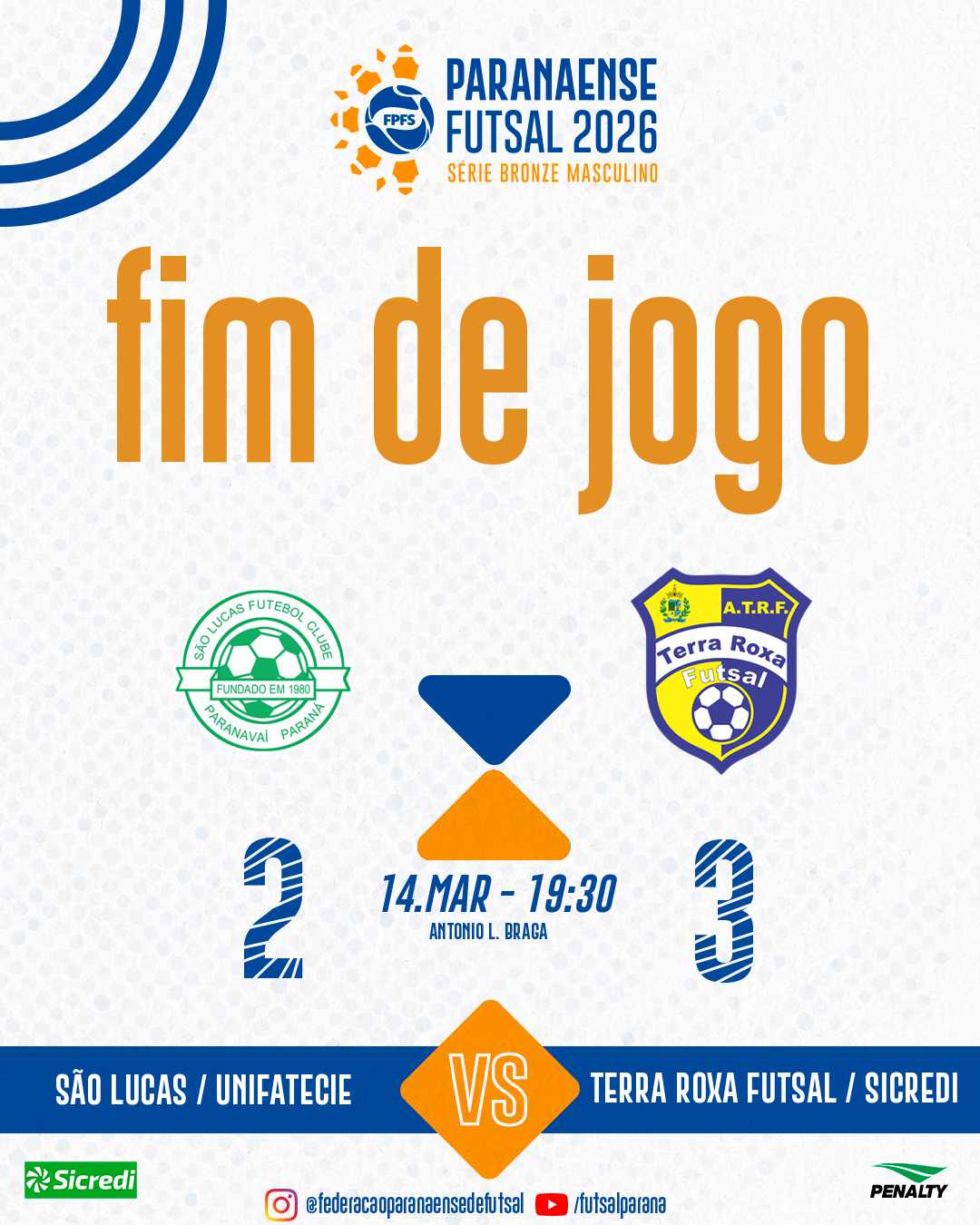 TERRA ROXA FUTSAL / SICREDI ESTRÉIA COM VITÓRIA FORA DE CASA