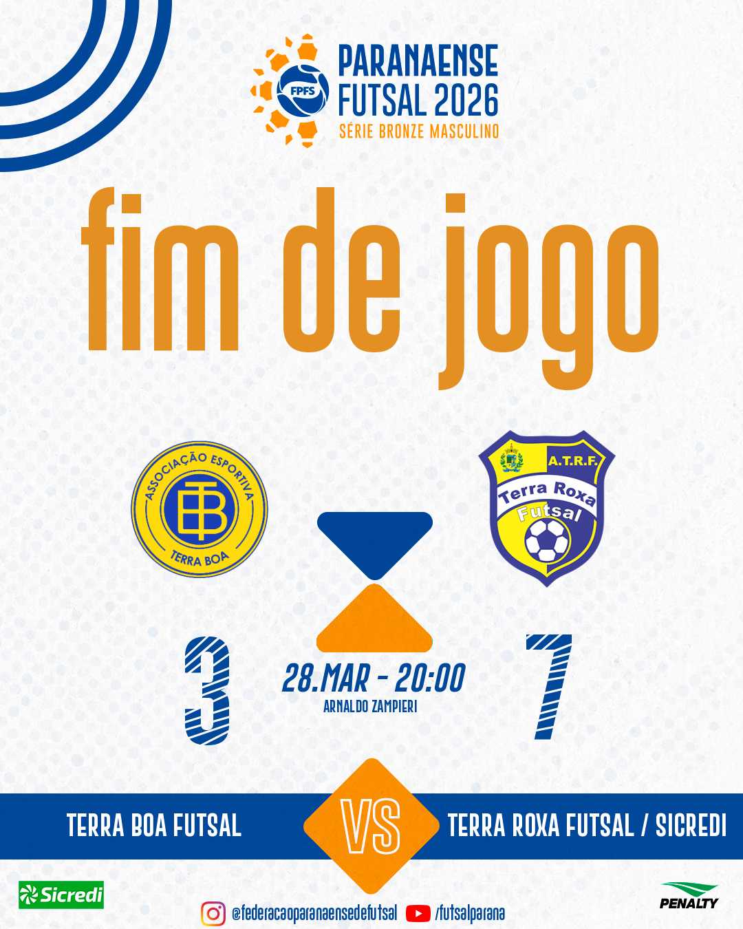 TERRA ROXA FUTSAL / SICREDI GOLEIA TERRA BOA FORA DE CASA E LIDERA O GRUPO D DO PARANAENSE FUTSAL SÉRIE BRONZE 2026